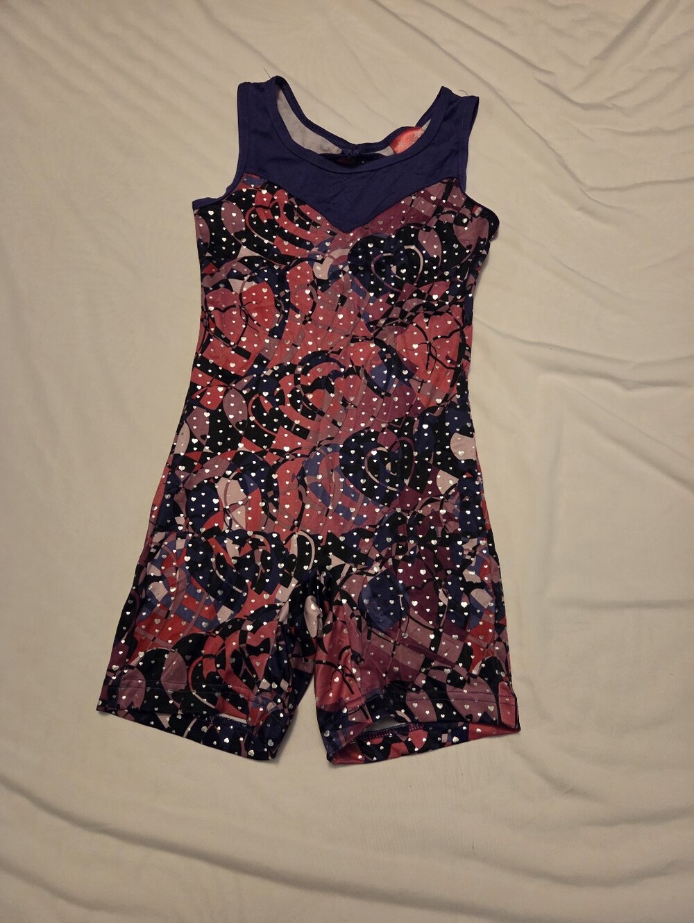 Capezio Future Star Gymnastics Dance Leotard Kids Small Purple Pink with Hearts